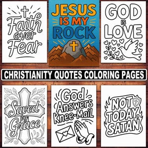 Christian Quotes Coloring Pages | 20 Bible Verse & Faith Affirmation Sheets | Printable Scripture Coloring Book for Adults and Kids