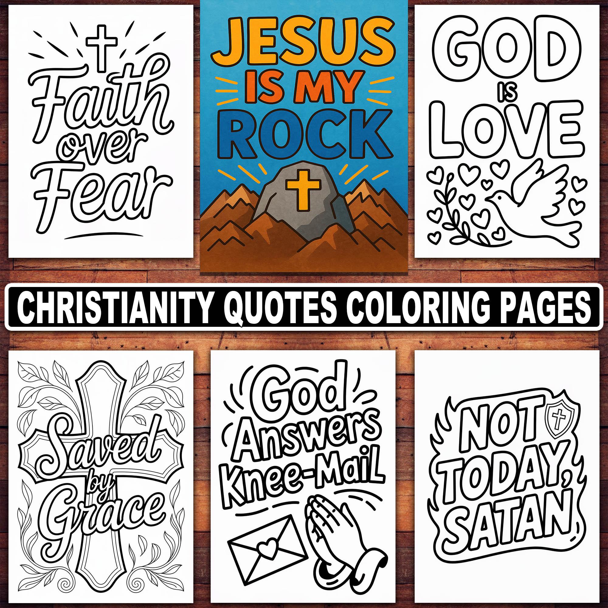 Christian Quotes Coloring Pages | 20 Bible Verse & Faith Affirmation Sheets | Printable Scripture Coloring Book for Adults and Kids
