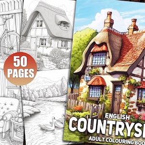 English Countryside Coloring Pages for Adults, A Country Life Coloring Book for Relaxation & Stress Relief, Printable Pdf, Digital Download