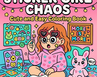 Kawaii Sticker Mädchen Malbuch: Maximalist Clutter Art (Digitaler Download)