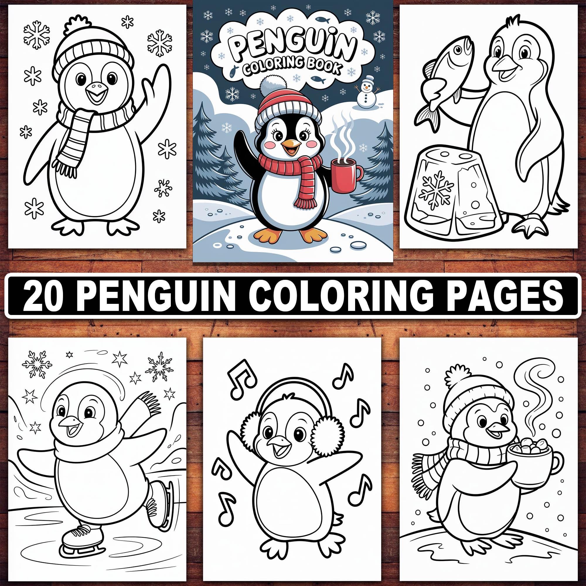 Penguin Coloring Pages: Winter Arctic Animals for Kids (digital Download) -  Etsy Israel, image size:2000x2000