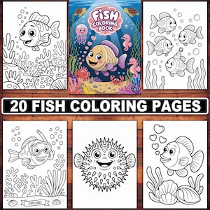Fish Coloring Pages | 20 Cute, Realistic & Tropical Designs for Kids and Adults | Printable Ocean and Aquarium Coloring Book PDF