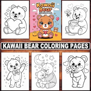 Kawaii Bear Coloring Pages | 20 Cute & Cozy Bear Designs for Kids and Adults | Printable Bear Coloring Book PDF Download