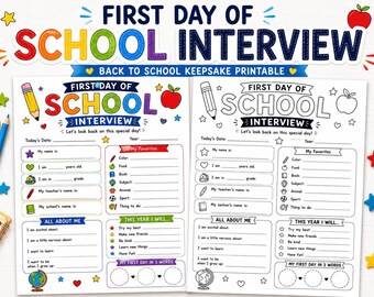 First Day Of School Interview Printable – Back To School Keepsake Worksheet For Kids