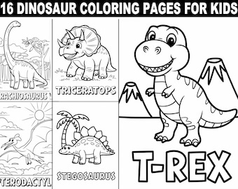 Disegni da colorare di dinosauri: 16 divertenti disegni stampabili per bambini (download digitale)