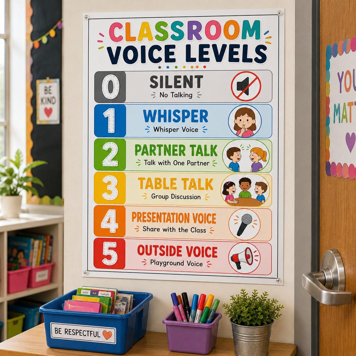 Classroom Voice Level Chart Printable | Control Poster for Teachers ...