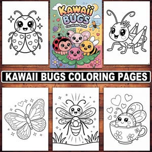 Kawaii Bug Coloring Pages | 20 Cute Insect Designs for Kids and Adults | Printable Bug & Insect Coloring Book PDF Download