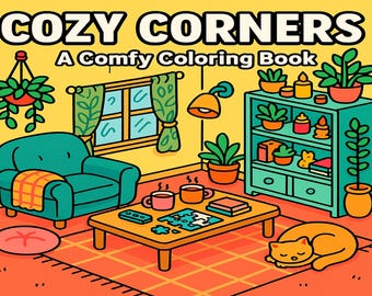 Cozy Corners Printable Coloring Pages – 20 Calm & Cozy Interior Line Art Designs