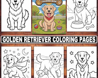 Målarbilder för golden retriever | Valpar och vuxna hundar (PDF)