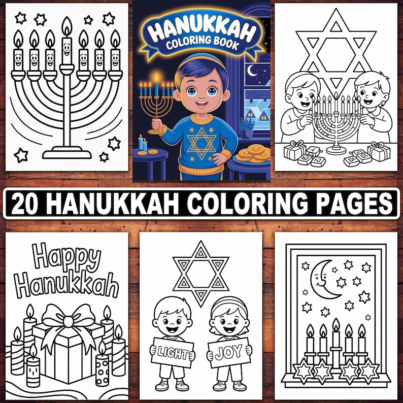 Hanukkah Coloring Pages: Jewish Holiday Activity Sheets (PDF Download ...