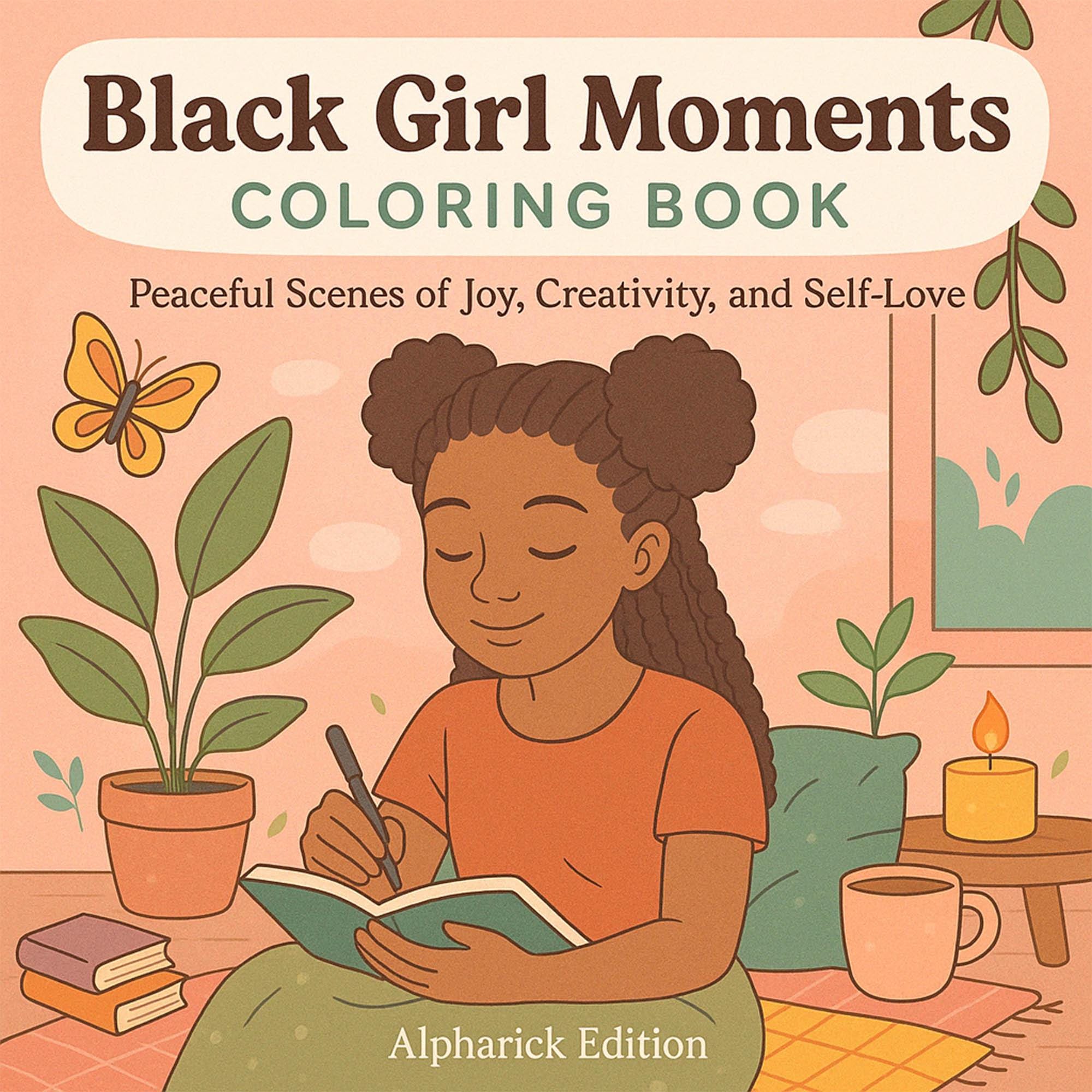 Black Girl Moments para colorear (20) – PDFs que empoderan la magia de la melanina para niños, jóvenes y adultos