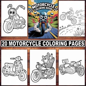 20 Motorcycle Coloring Pages Printable | Cool Motorbike, Dirt Bike & Chopper Sheets for Kids and Adults | Vehicle Adventure Coloring Book