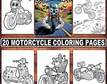 Motorcycle Coloring Book | 20 Bike Pages (Digital Download