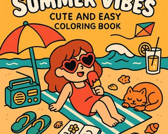 Summer Coloring Pages: 20 Fun Beach & Pool Designs (Digital Download PDF)