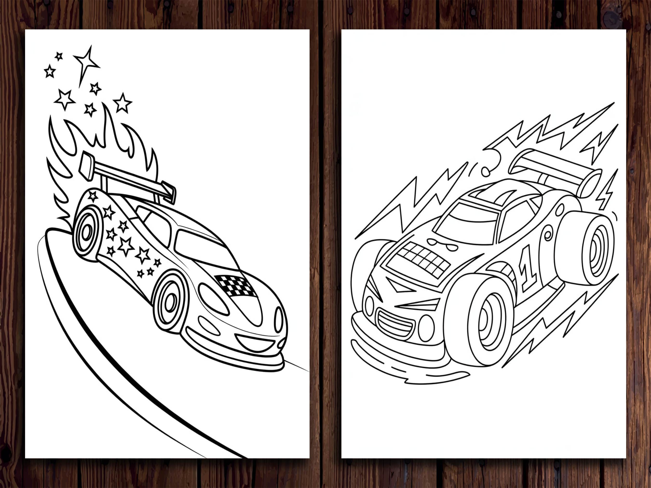 Racecar Coloring Pages: Sports Cars & Hot Rods (digital Download) - Etsy