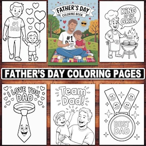 Páginas para colorir para o Dia dos Pais | 20 designs fofos e engraçados para crianças | Cartões DIY para imprimir e páginas de presente para o pai