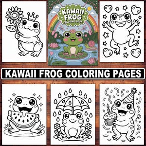 Kawaii Frog Coloring Pages | 20 Cute & Whimsical Amphibian Designs for Kids and Adults | Printable Frog Coloring Book PDF
