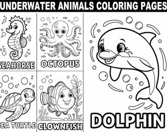 20 Underwater Animals Coloring Pages  | Fun and Educational Designs for Kids | Sea Creatures, Ocean Life, and Marine Adventures
