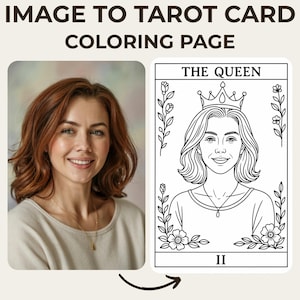 Individuelle Tarot Karten Malseite von Ihrem Foto | Personalisierte Major Arcana Printable (1 Bild pro Bestellung)
