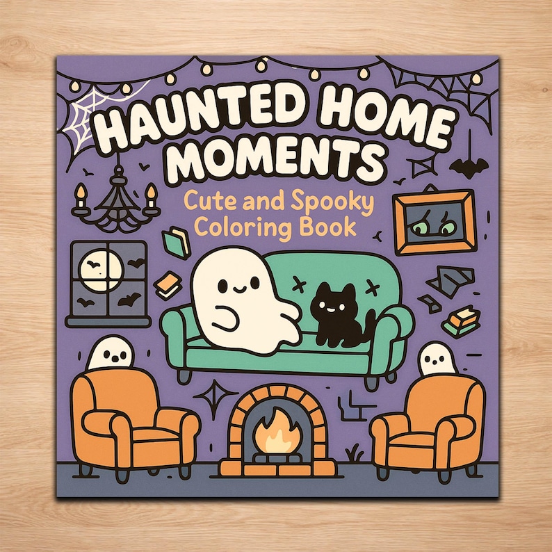 Spukhaus Ausmalbilder | Süßes Geister-Malbuch | Printable Spooky Home & Halloween Sheets Bild 1