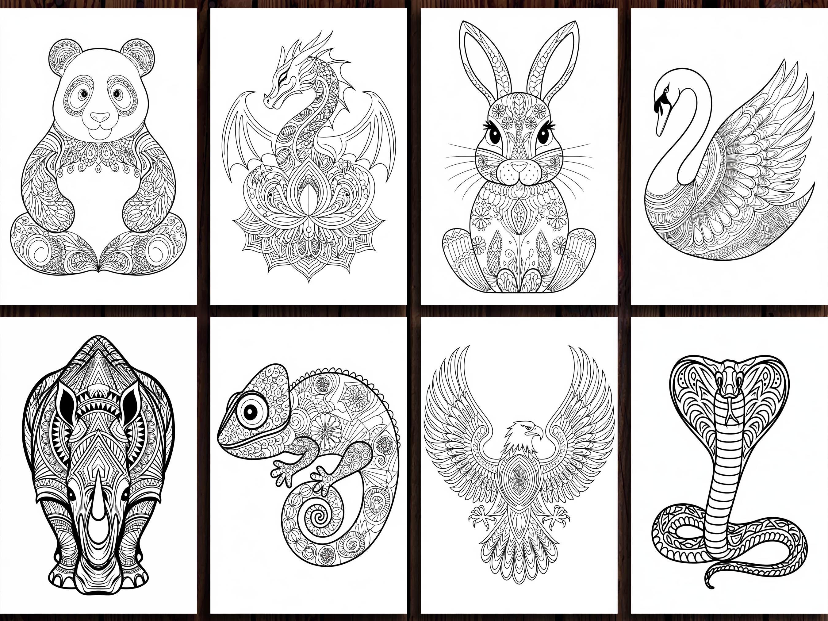 50 Animal Mandala Coloring Pages: Wildlife Art, Floral & Geometric (PDF ...