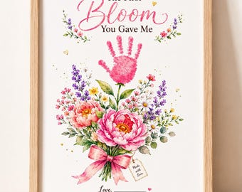 First Mother’s Day Baby Handprint Printable, Mommy’s First Little Flower Keepsake Gift
