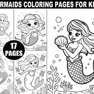 Mermaid Coloring Pages: 17 Fun Fantasy Designs for Kids (Digital Download)