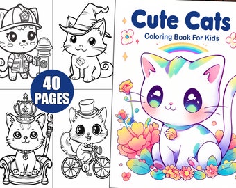 Kitten Coloring Book – 40 Adorable Cat Pages (Digital Download)