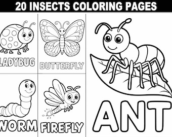 Insect Coloring Pages Digital Download | 20 Fun and Educational Designs for Kids | Bugs, Nature, and Entomology-Inspired Art