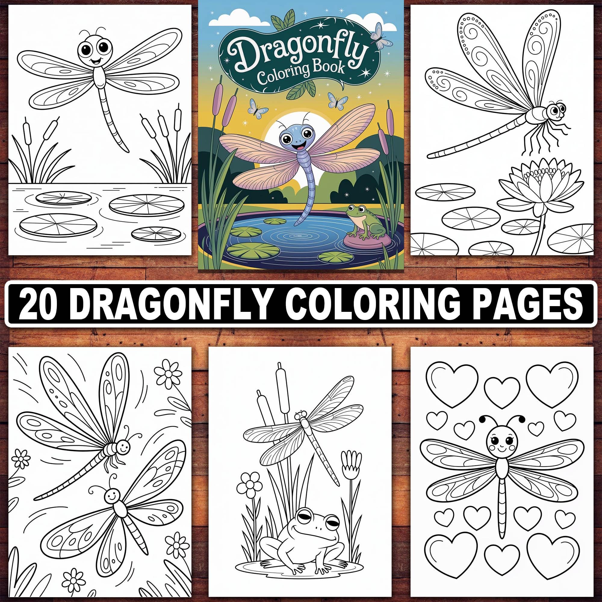 Dragonfly Coloring Book: 20 Nature Designs for Kids & Adults (PDF