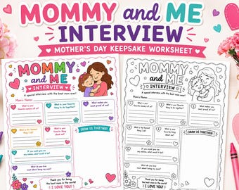 Mommy and Me Interview Printable, Mother’s Day Gift from Kids, Fill-In Keepsake Worksheet