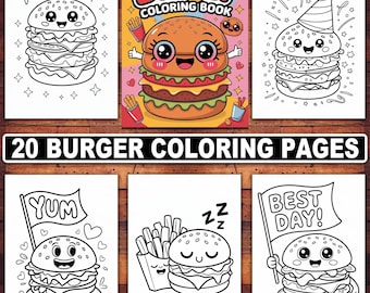 Burger Coloring Book: 20 Fun Fast Food Designs (PDF Download)