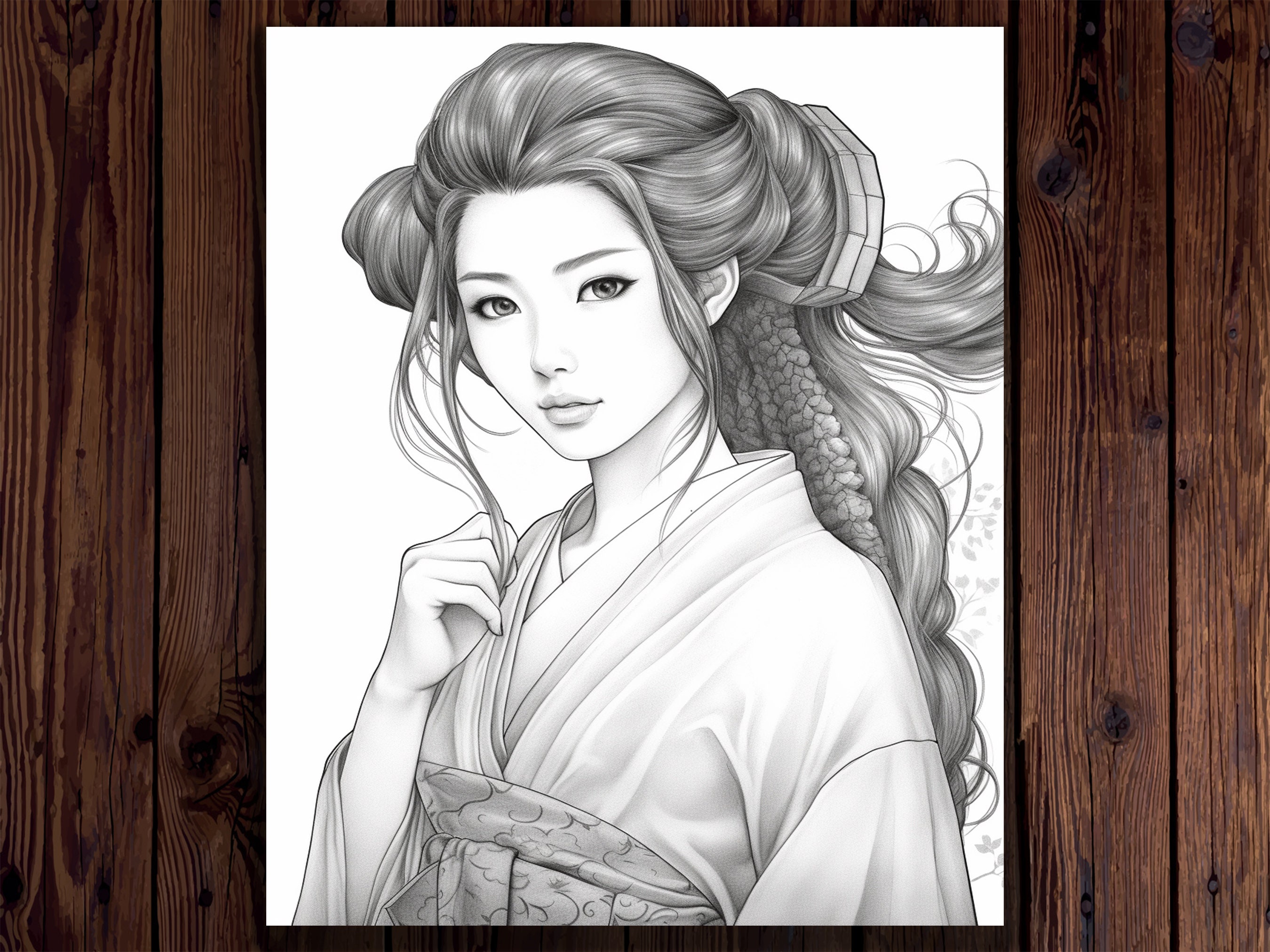 鉛筆画「One Japanese woman」　B5大サイズ 鉛筆画「One Japanese woman」 B5大サイズ 鉛筆画「One Japanese woman
