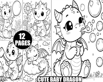 Baby Dragon Coloring Pages | Whimsical Cartoon Designs (Digital Download)