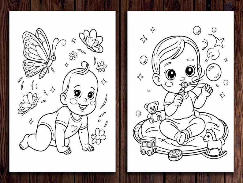 Cute Baby Coloring Pages | 20 Sweet Designs (digital Download) - Etsy