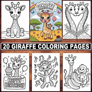 Giraffe Coloring Book: 20 Safari Animal Designs (PDF)