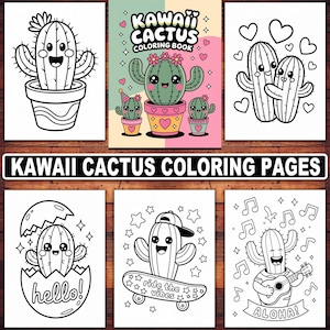 Kawaii Cactus Coloring Pages | 20 Cute Succulent and Desert Plant Designs for Kids & Adults | Printable Cactus Coloring Book PDF