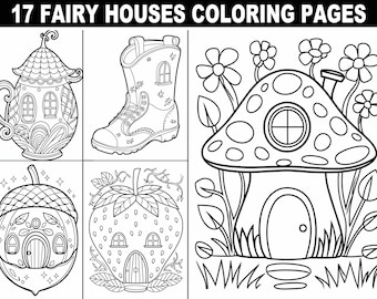Kleurplaten Fairy House: 17 grillige fantasieontwerpen (digitale download)