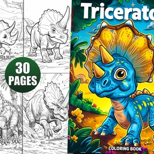 Triceratops Coloring Book: 30 Jurassic Dinosaur Pages (Printable PDF)