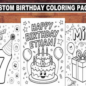 Personalized Birthday Coloring Pages for Kids | Custom Printable Party Activity, Digital Download