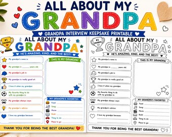 All About My Grandpa Printable – Grandparents Day Fill In Sheet From Kids
