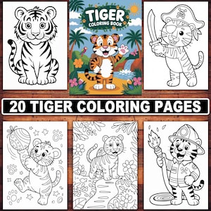 20 Tiger Coloring Pages Printable | Realistic, Cute & Jungle Tiger Art for Kids | Big Cat Animal Coloring Book Download