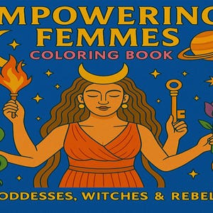 Dibujos para colorear feministas: Diseños para empoderar a las mujeres (Descarga digital PDF tamaño A4/Carta EE. UU.)