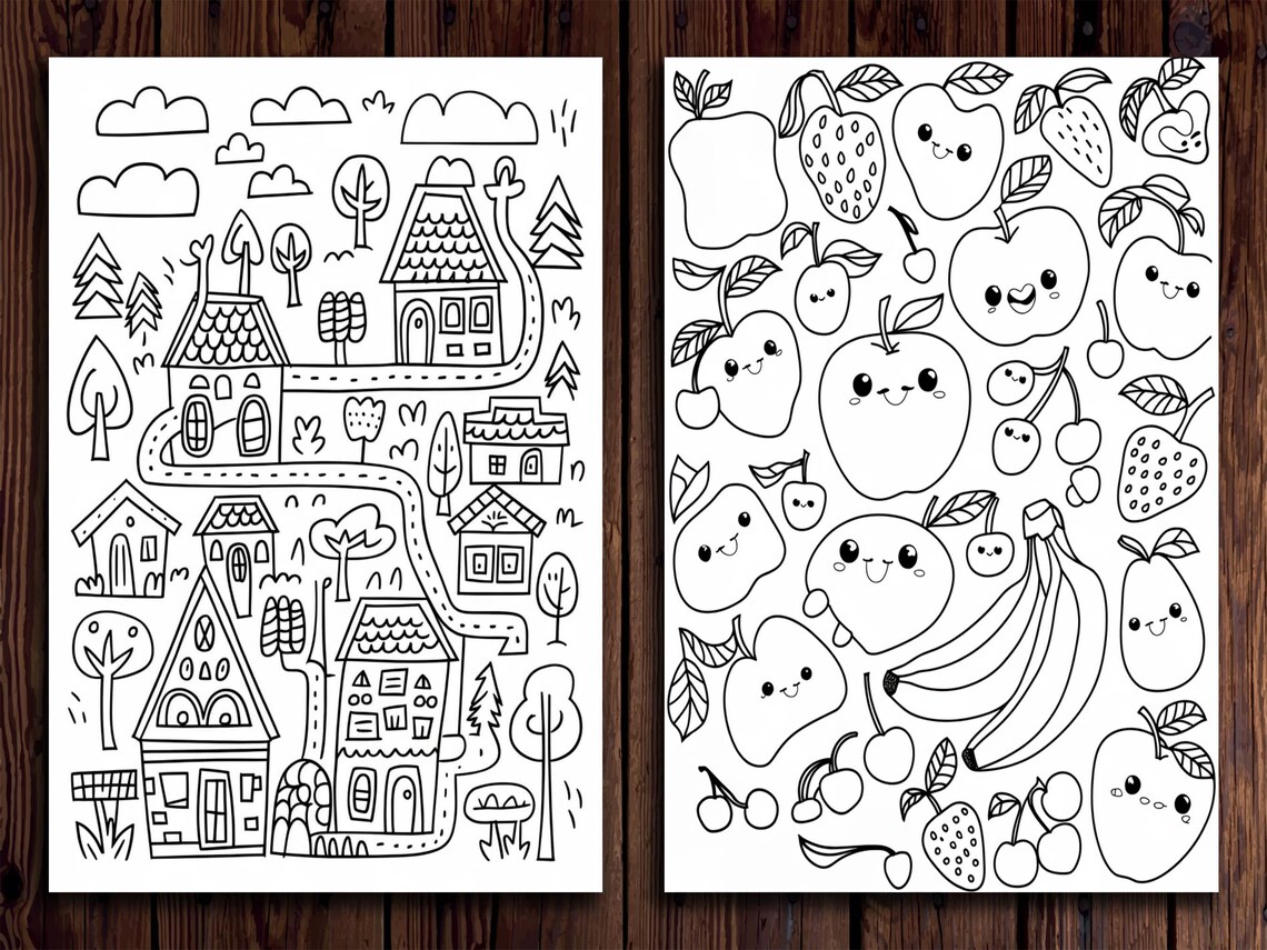 Doodle Coloring Pages: 20 Whimsical Designs for Stress Relief (digital ...