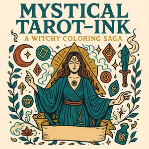 Páginas para colorear de Tarot Místico con Tinta / 20 diseños de Tarot Góticos y de Estilo Tatuaje para Adultos / Libro para colorear Oculto y Espiritual para Imprimir en PDF