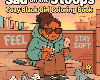 Libro para colorear de una chica negra emocional: Arte urbano, escenas urbanas (Descarga PDF)