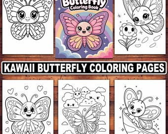 かわいい蝶の塗り絵 | 楽しいデザイン20選（デジタルダウンロード）