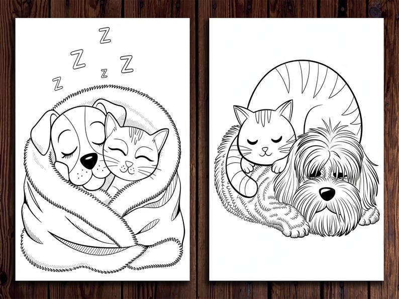 Dog and Cat Coloring Pages: 20 Fun Pet Designs for Kids (digital ...