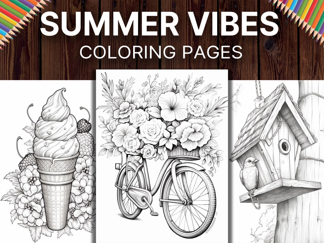 50 Summer Vibes Coloring Pages for Adults A Stress Relief & - Etsy