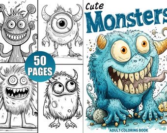 Monster Coloring Pages, 50 Fantasy Illustrations (PDF